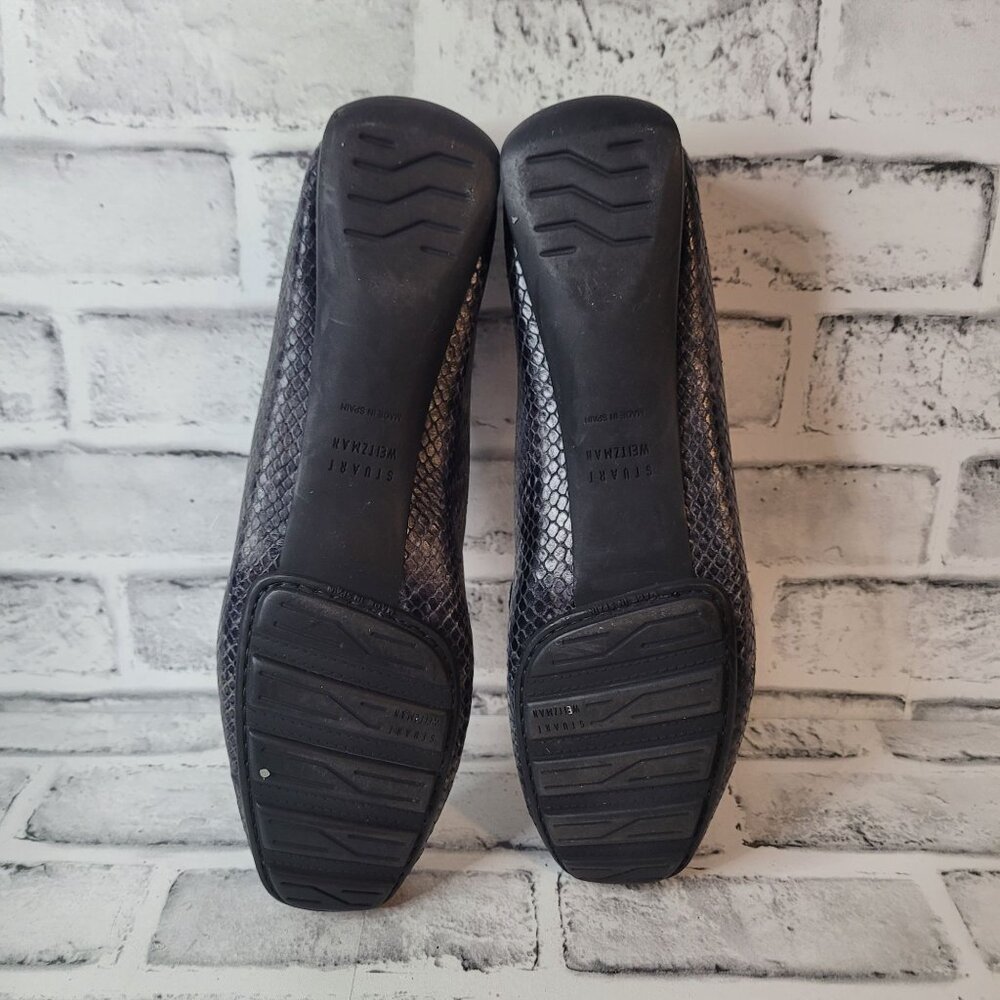 Euc Stuart Weitzman Black Painted Python Loafers … - image 6